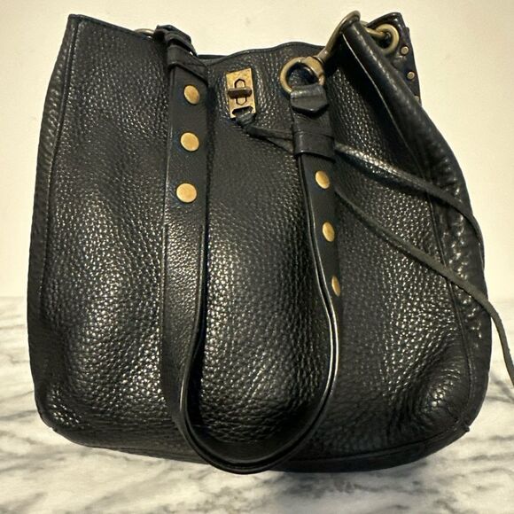 Rebecca Minkoff Black pebble Leather Darren hobo brass hardware women’s handbag - Picture 13 of 16